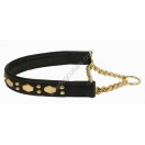Comfy Half Check Leather Dog Collar : fits up to 22" . Leather is 15" (Width 1")